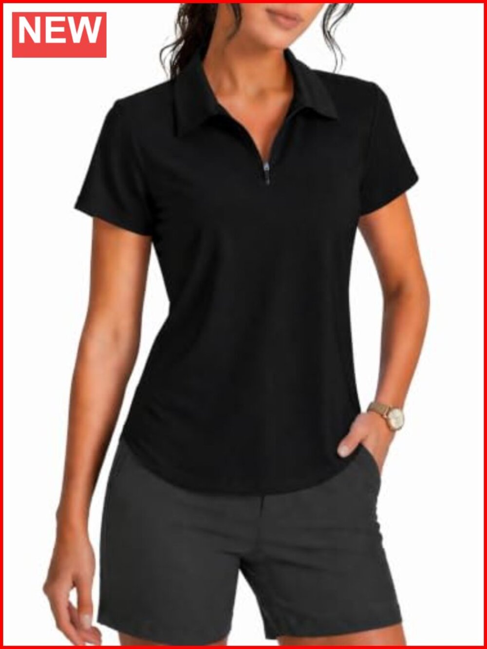Womens Golf Polo Shirt 1/4 Zip Short Sleeve UPF 50+ Moisture Wicking